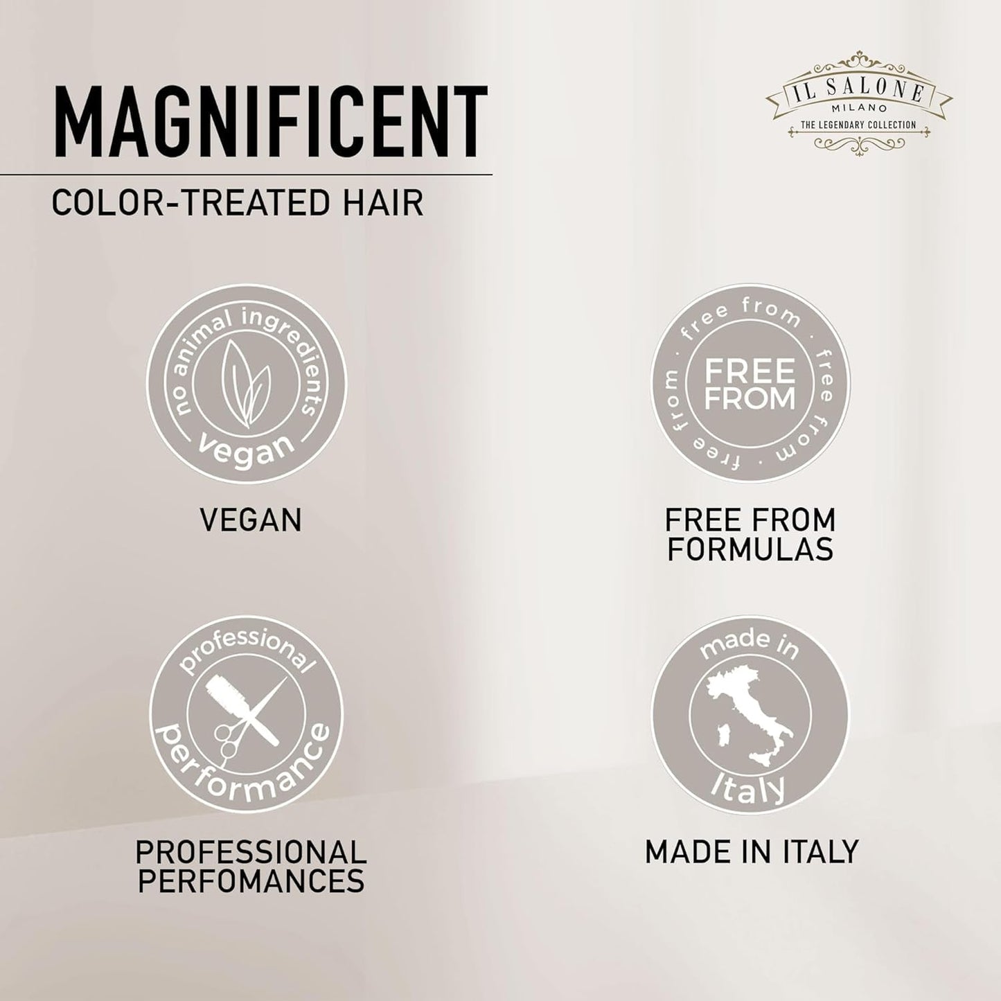 Il Salone Milano Professional Magnificent Shampoo - Color Safe Shampoo for Processed and Color Treated Hair - Enriched with Almond Oil for Radiant Shine - Salon-Quality Hair Care (16.9 oz / 500 ml)