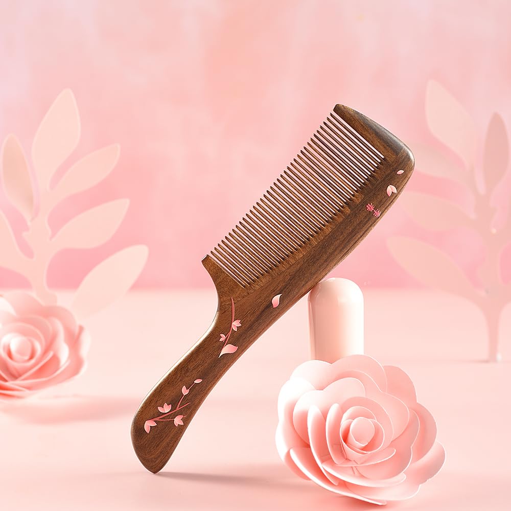 TAN MUJIANG Hair Comb for Women Natural Wood Antistatic Scalp Massage Spring 1pc