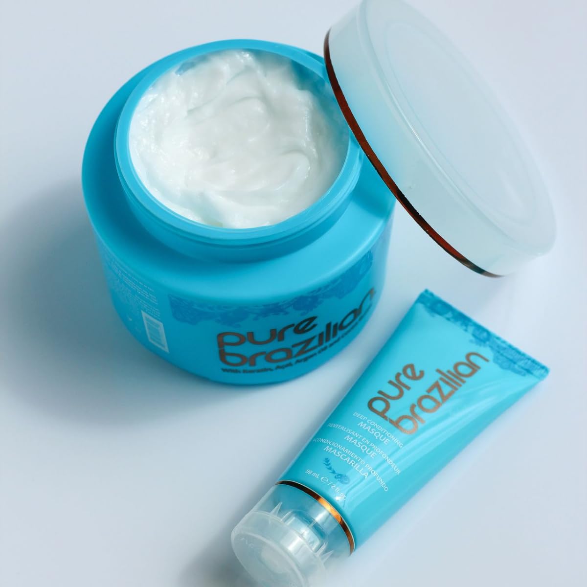 Pure Brazilian Deep Conditioning Masque with Brazilian Keratin, Acai & Arginine, Deep Conditioner Hair Treatment, 8 Fl Oz