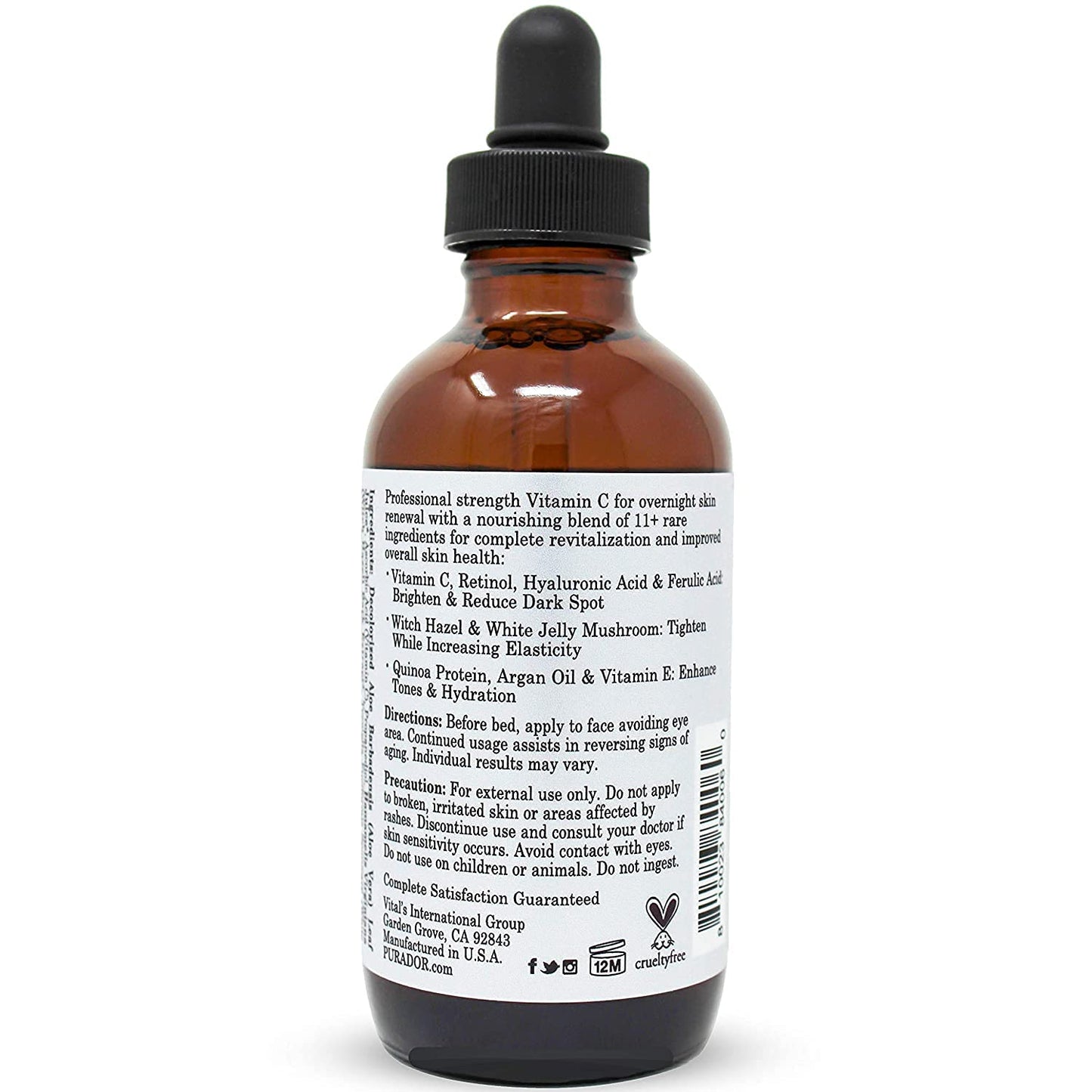 PURA D'OR 25% Vitamin C Serum 4 Oz + 0.25mm Derma Roller Set - Hyaluronic Acid & Retinol Microdermabrasion Skin Care Cosmetic Kit For Face & Eyes, Dark Spots - For Men & Women