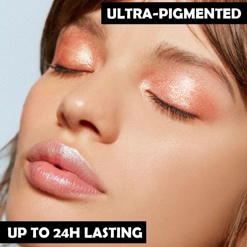Eyeshadow Single Glitter, High-Pigment Monochrome Eye Shadow Pressed Powder, Everyday Velvety Silky Eye Makeup Looks, Professional Long-Lasting Waterproof Single Eyeshadow Palette, Orange Gold 07
