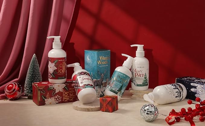 Christmas Hand & Body Lotion with Moisturizing Shea Butter for All Skin Type- Merry Paris - Cedar & Juniper Scent - 236 ML / 8 FL OZ