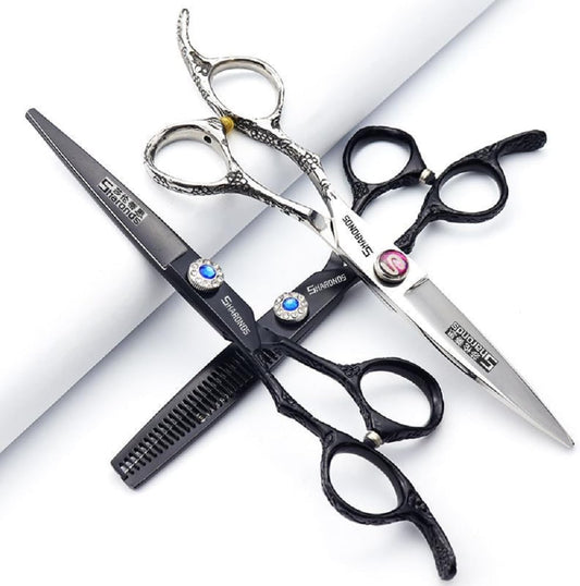 Hairdresser Professional Left-Handed Scissors Set - 6.0 Inch Hair Sparse Scissors - 440C (3pc-A)