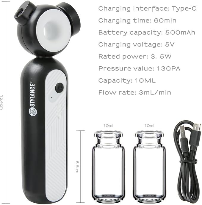 Cordless Facial Mister, 0.2mm Nano Handheld/Portable Facial Mist Sprayer,130Kpa Oxygen Facial Machine,Airbrush for Skincare, Serum, Toner, Facial Essence SPA at Home&Salon(White)