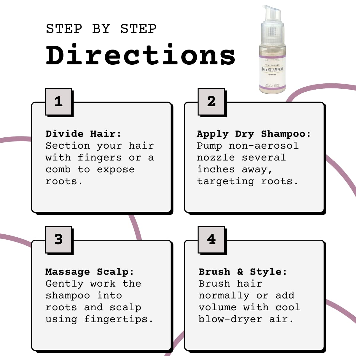 The Yellow Bird Natural Powder Dry Shampoo – Non Aerosol Pump Spray, Healthy, Volumizing Hair Refresh for Women & Men | Organic Ingredients | Lavender Oil Scented | Made in USA