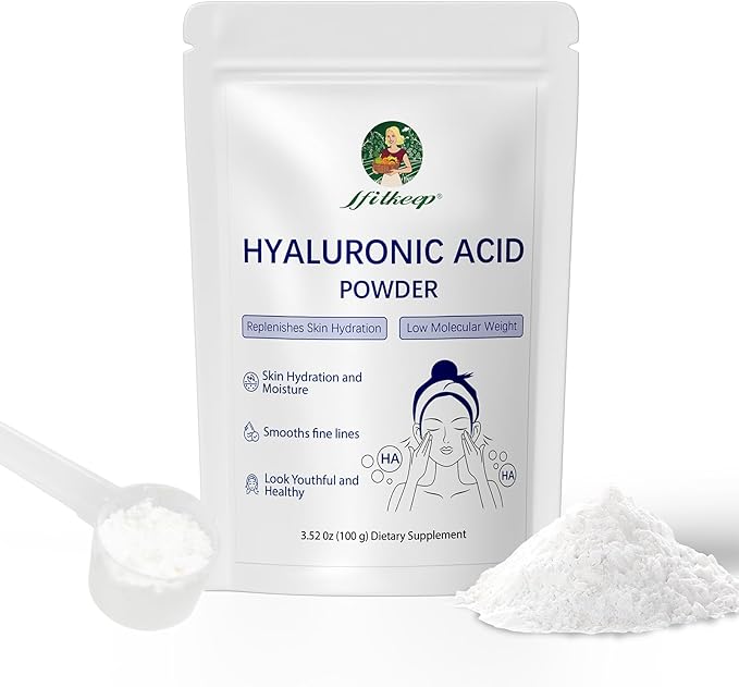 Hyaluronic Acid Powder,Low Molecular Weight,Not Edible Hyaluronic Acid Powder for Skin Care,Vegan Cosmetic Grade,Water-Soluble HA for DIY Face Serum & Anti-Aging Skincare (1)