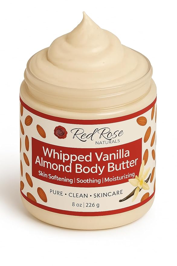 Whipped Body Butter, Scented Vanilla Body Moisturizer 8 oz., Coconut Oil & Shea Butter for Sensitive, Dry Skin, Non-Greasy, Soft & Creamy, Natural Skincare for Women & Men – Vegan