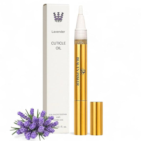 Nail Oil Cuticle Pen - Lavender - Nail Strengthener & Growth Serum with Vitamin A, D, E, B5, Grapeseed & Natural Oils - Repair for Brittle, Peeling, Thin Nails - Twist Brush Pen