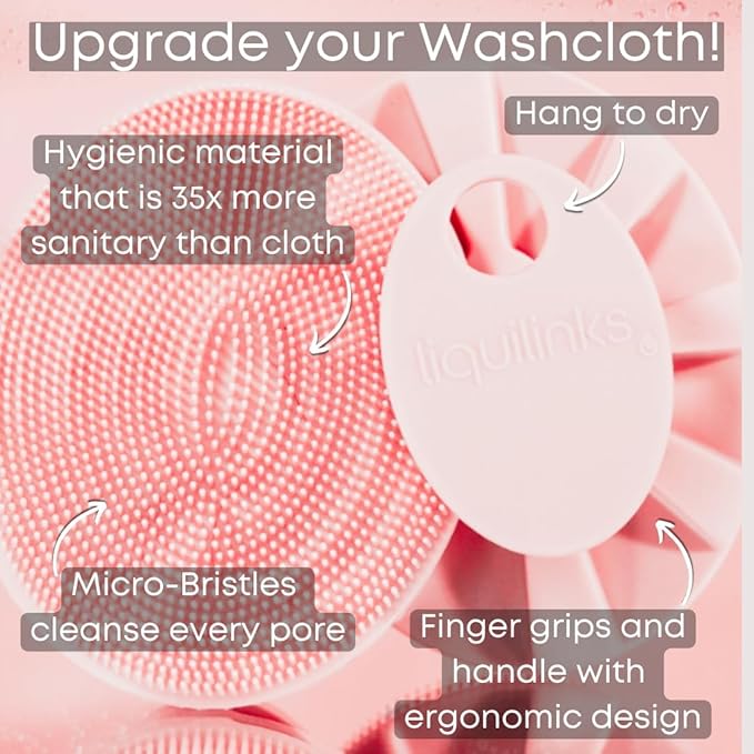 Skincare Essentials Bundle - Silicone Spa Accessories - Beauty Set for Teen Girls (Blush Pink LiquiBands and Face Buffer)