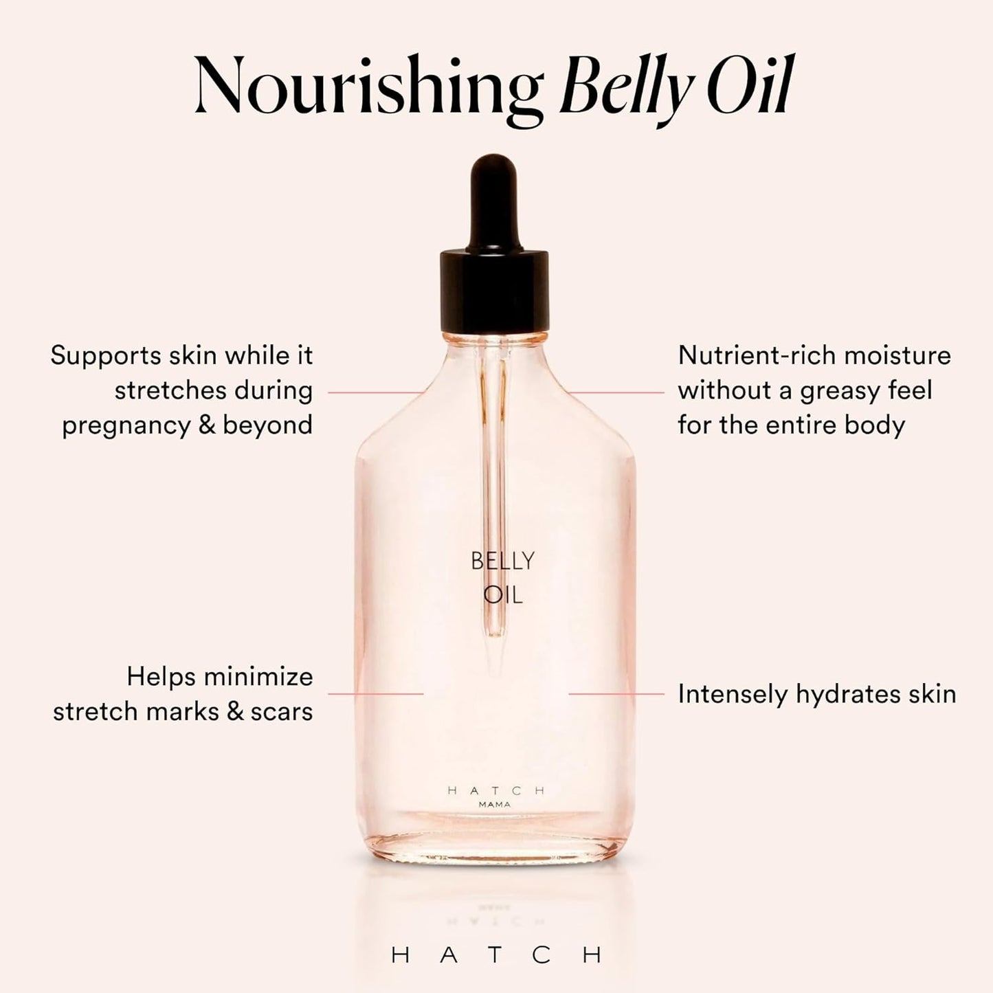 HATCH Belly Oil, Pregnancy & Postpartum Skincare for Stretch Marks, Quick-Drying for Full Body & Soothes Irritation, Plus Vegan, Clean & Plant-Based, 6.7 Fl Oz