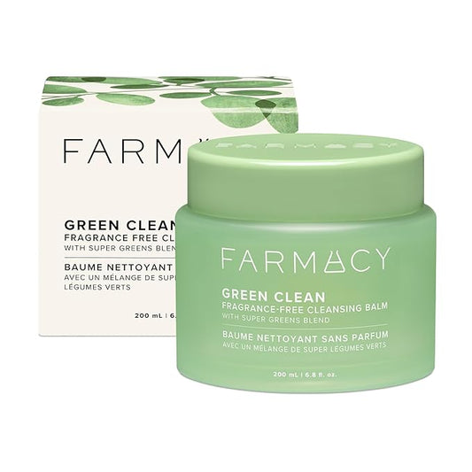 Farmacy Makeup Remover Cleansing Balm - Green Clean Waterproof Makeup Remover + Oil Based Cleanser - Newly Formulated Double Cleanser with Plant Based Waxes + Upcycled Moringa - Fragrance Free (200ml)