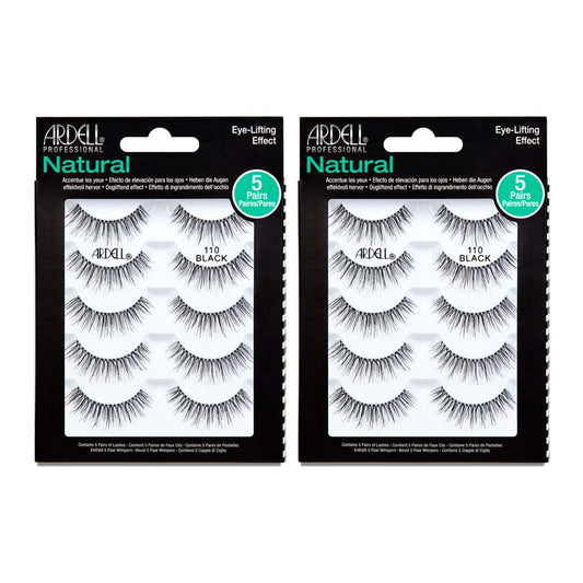 Ardell Natural False Eyelashes 110 Black - Eye-Lifting Effect Eye Makeup, Natural Look Strip Lashes - 5 Pairs, 2 Pack