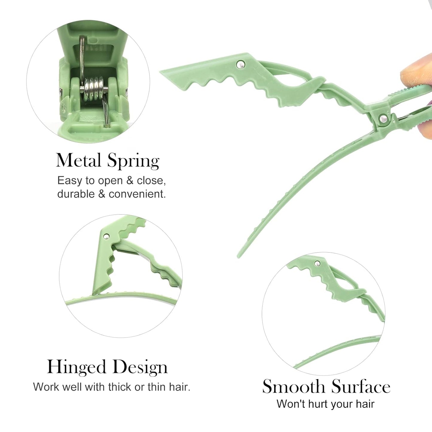 Ondder 14 Pcs Green Hair Clips for Sectioning and Styling - Larger Salon Pro Clips for Barber Coloring, Cutting - Hair Accessories for Women and Men