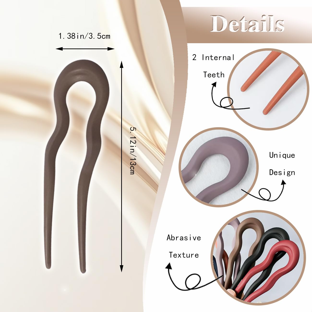 6PCS French Hair Pins for Women, French Twist Hair Pin for Thick Hair, Fashion Hair Pin for Styling Chignon, Wavy U Shaped Hair Clips for Women Hair Accessories