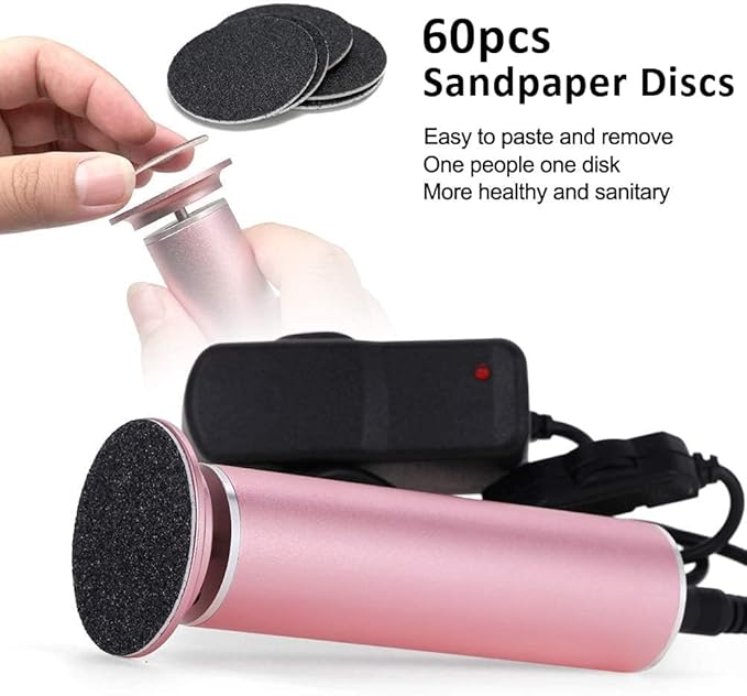 Electric Foot File Callus Remover for Feet, Adjustable Speed Foot Sander Grinder Professional Pedicure Tools for Dead Skin Heel Calluses with Replaceable Sandpaper Discs (Upgraded FCR-1 Pink)