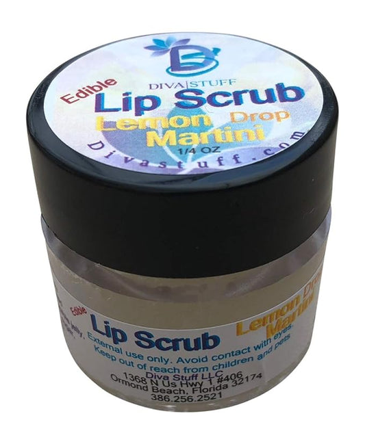 Diva Stuff Ultra Hydrating Lip Scrub for Soft Lips, Gentle Exfoliation, Moisturizer & Conditioner, Lemon Drop Martini – ¼ oz (Made in the USA)