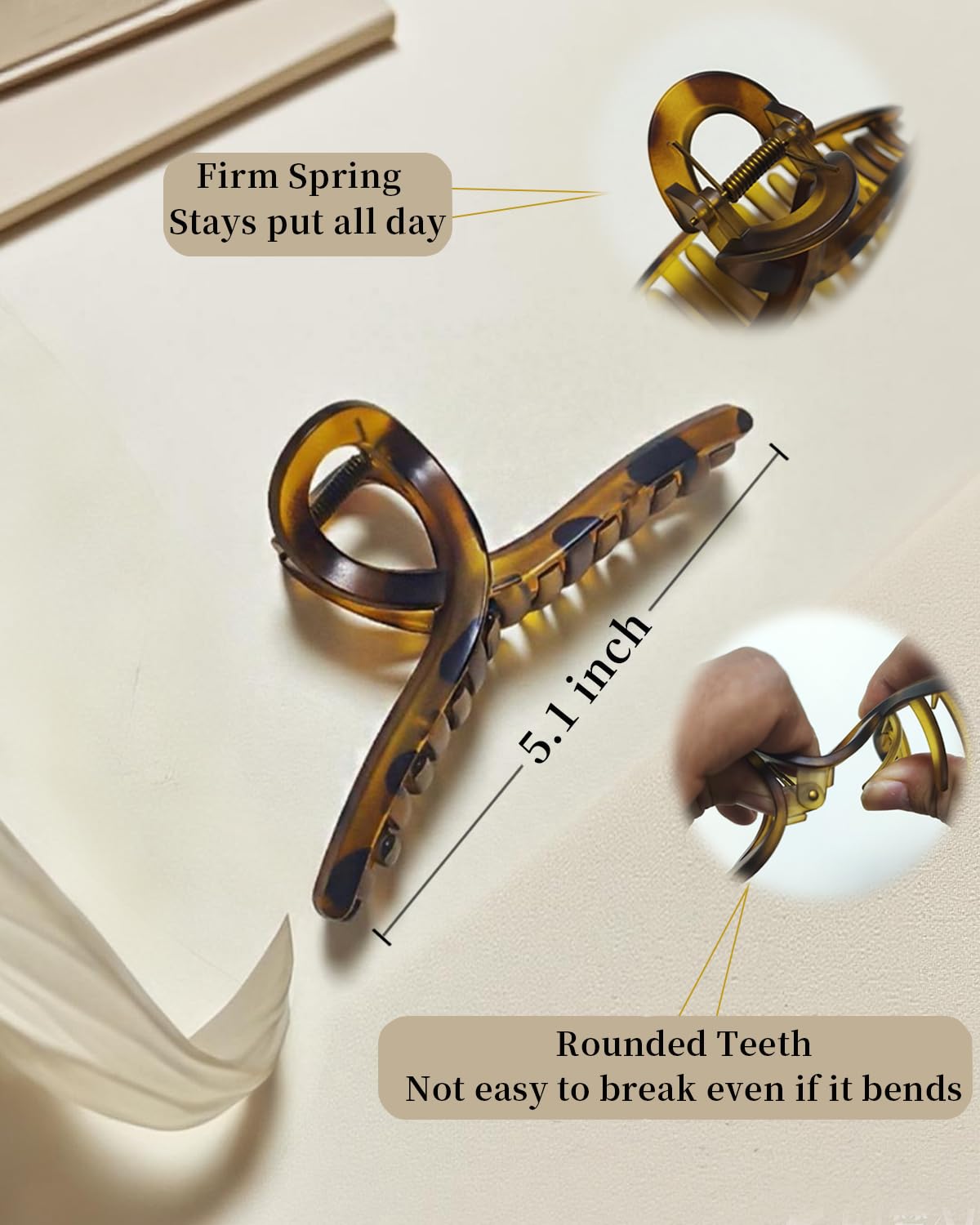 5 Inch Hair Claw Clips Extra Large No Slip Big Matte XL Clip for Thick Curly Long Hair Women, 4 Pack