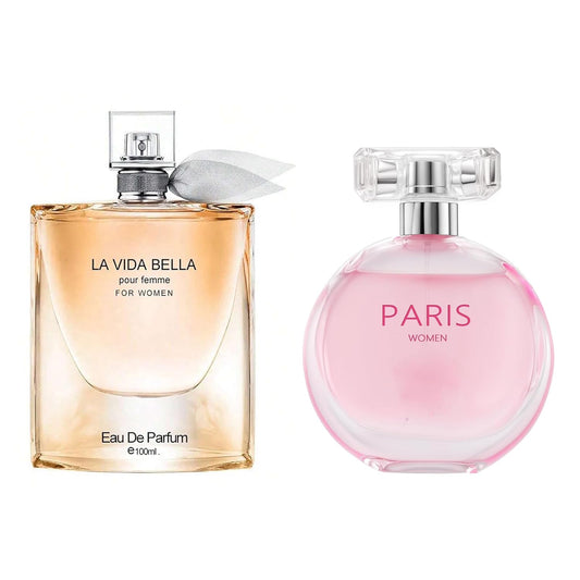 Women's Perfume La Vida Bella& Paris Women Combo Set Eau De Parfum Long Lasting Fragrance 3.4 Fl Oz Spray Each for Daily Used