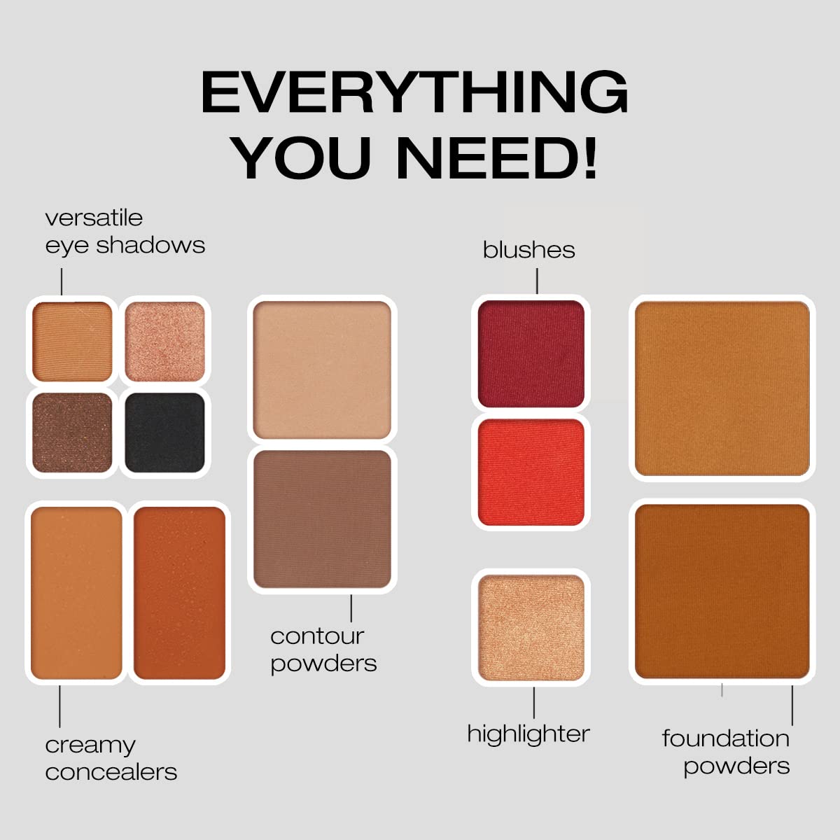 Woosh Beauty, Jetsetter Bundle in #4 Medium Deep, Fold out Face Original, Essential Brush Set, Travel Case in Black