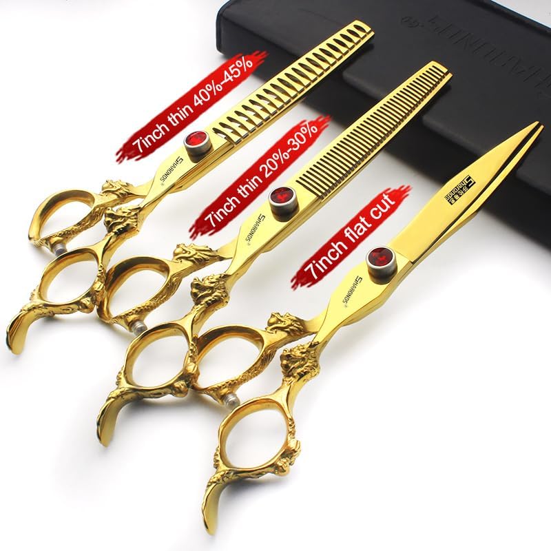 Hair Scissors 6/7/8/9-inch 440C High Hardness For Hairdressers Haircuts Cuttinging Scissors Professional Haircut (7 inch-3pc)