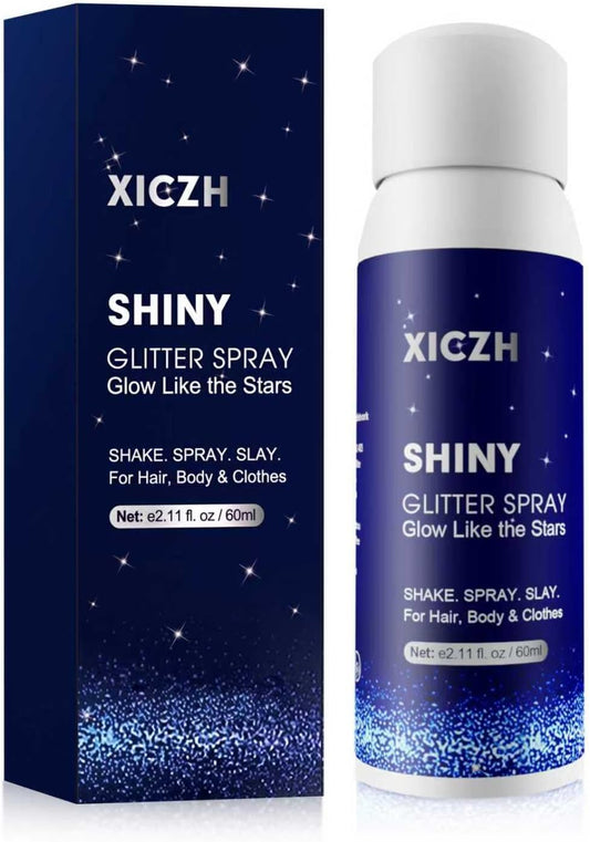 Body Glitter Spray, Glitter Spray for Hair Clothes and Body, Holographic Silver Glitter Hairspray for Grils – Festival, Rave, Prom, Stage, Nightclub, Cosplay Party Makeup 60ML