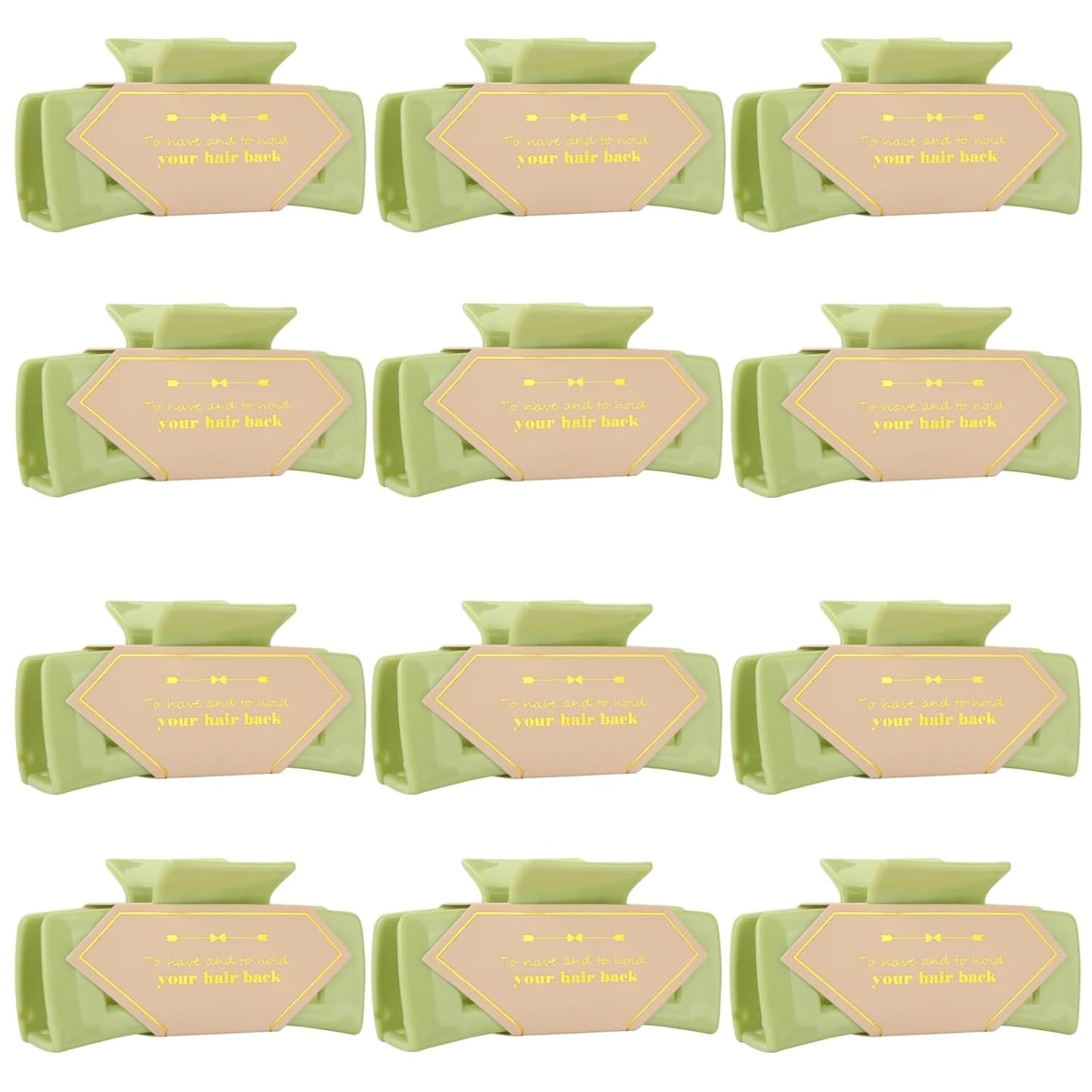 Bridesmaid Proposal Gifts 4.1inch 12pcs Square Hair Claw bachelorette party accessories Clips for Wedding Party Favors (Light Green)