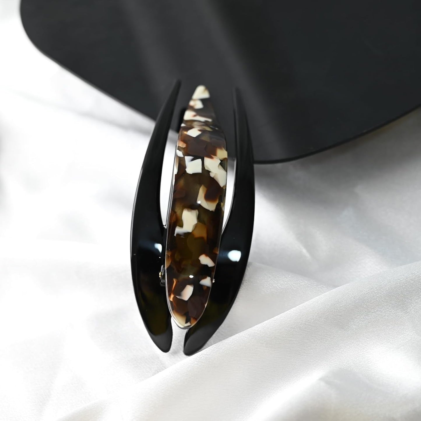 Handmade Celluloid French Design Tortoise Shell Barrettes Side-slide Opening Duck Luxury Fashion Accessories Hair Clip Claw for Women (mocha coffee)