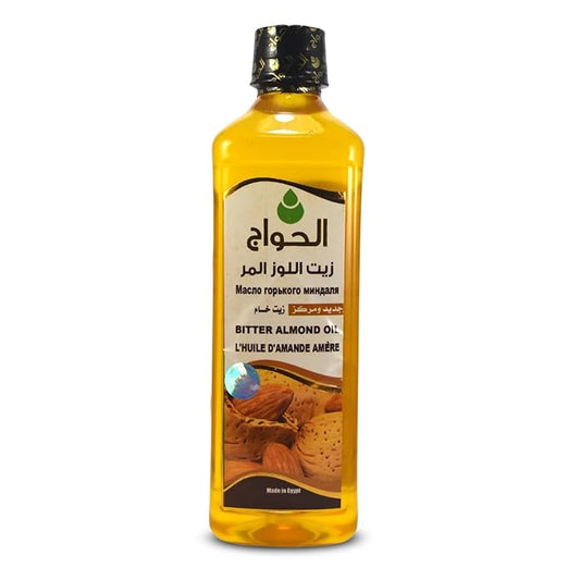Pure Bitter Almond Oil Virgin Cold Pressed Natural Face Nails Hair Care Skincare Facial Body Egyptian Arab Arabic Herbals Herb Herbs No Additives Kosher Halal (17.64 oz / 500 ml)