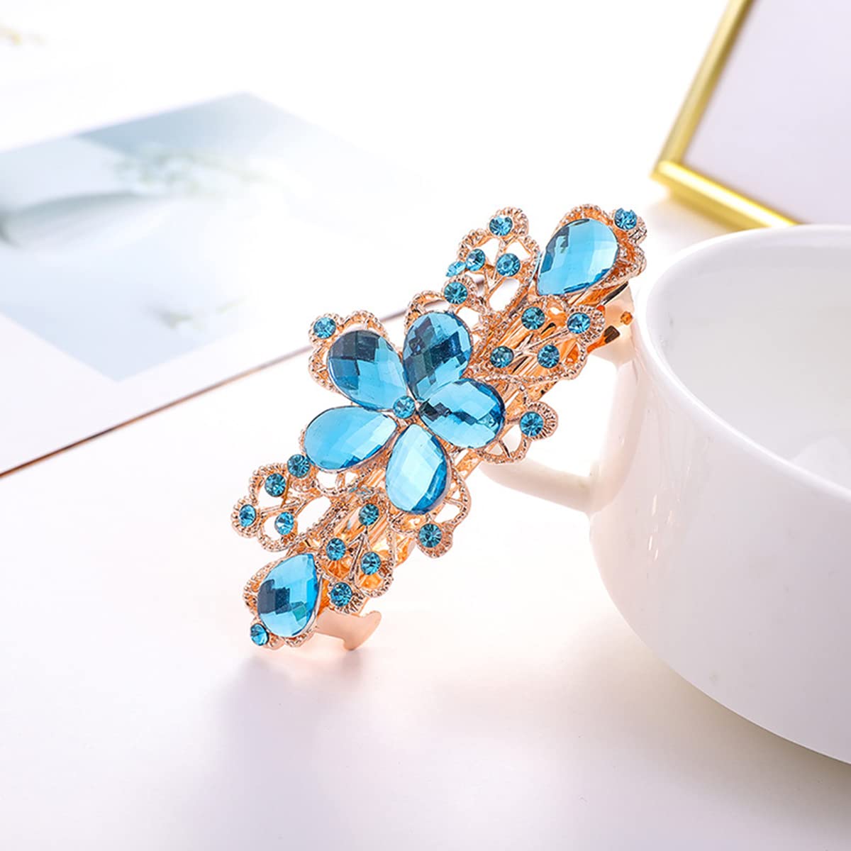 Sparkly Rhinestones Hair Accessories for Women Girl 2 Pcs Flower Hair Pins Women Barrette Hair Decorative Accessories 8cm, 2-Flower Multicolor