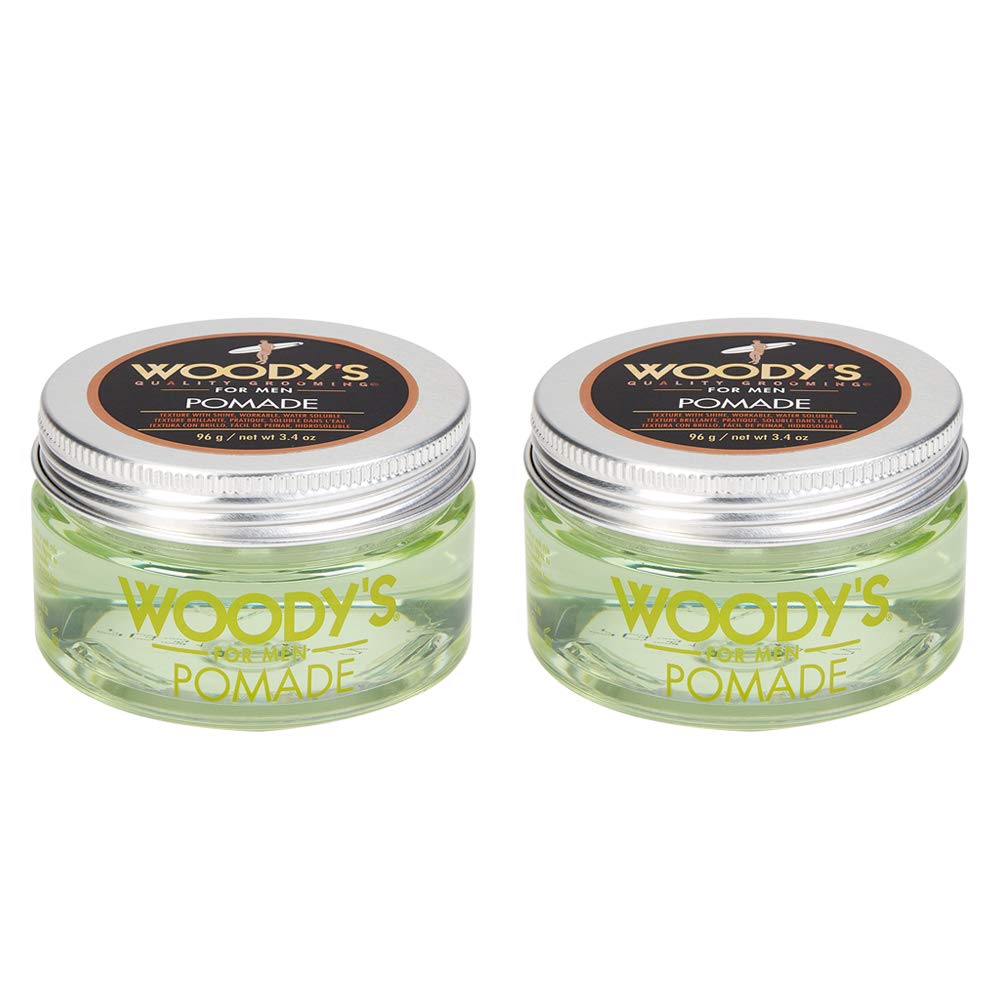 Woody's Pomade for Men Strong Hold - High Shine, Water-Based Mens Hair Styling Cream for Slicked Back & Classic Looks Hairstyles, 3.4 oz, 2 Pack