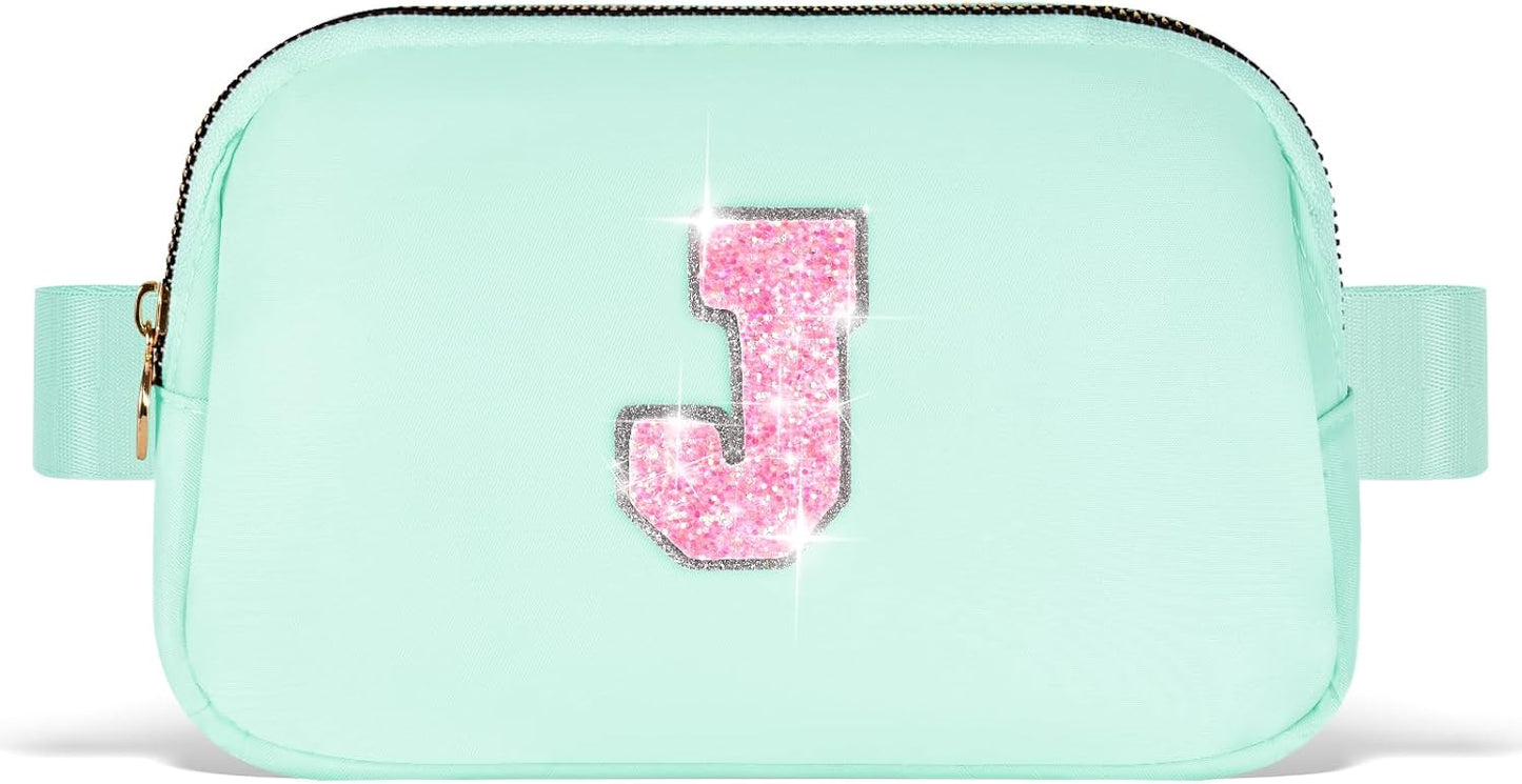 Fanny Pack Belt Bag Crossbody Bags with Initials Letter Patch Trendy Stuff for Teens Cute Stuff Birthday Gifts for Teenager Girls | Light Green,Initial J