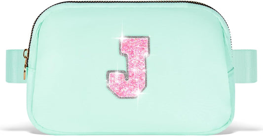 Fanny Pack Belt Bag Crossbody Bags with Initials Letter Patch Trendy Stuff for Teens Cute Stuff Birthday Gifts for Teenager Girls | Light Green,Initial J