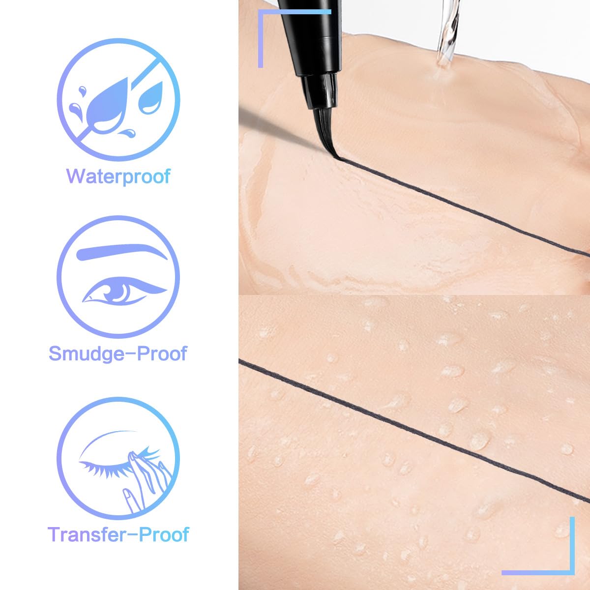 CARSLAN Liquid Eyeliner, Black Eyeliner Liquid Liner, 12H Longlasting Eyeliners, Waterproof & Smudgeproof High Pigmented Eyeliners for Eye Makeup, Black, 2count