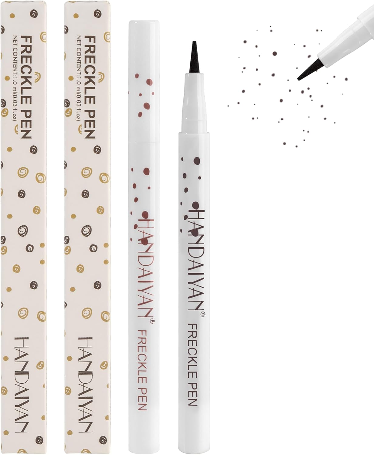 Freckle Pen, Waterproof Natural Lifelike Freckle Maker, Quick-Dry Soft Dot Faux Freckles for Effortless Sun-Kissed Makeup, Chestnut & Dark Brown (2-Pack)