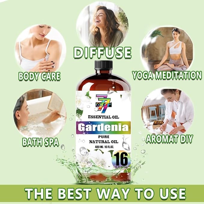 Gardenia Essential Oil (16 oz/480 ml) - Gardenia Oils Used in diffusers, humidifiers, Home Baths, Cleaning Products, Yoga, DIY Soaps and DIY Scented Candles