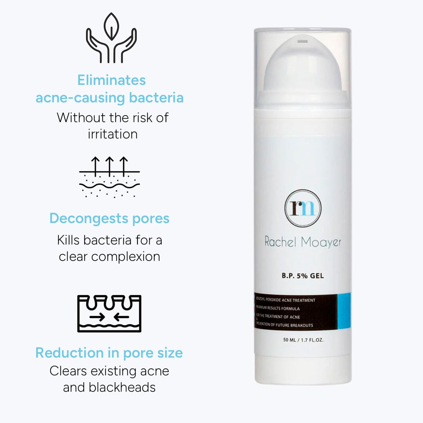 RM Benzoyl Peroxide Face & Body Gel 5% Medical grade Micronized benzoyl peroxide (without the prescription) acne treatment