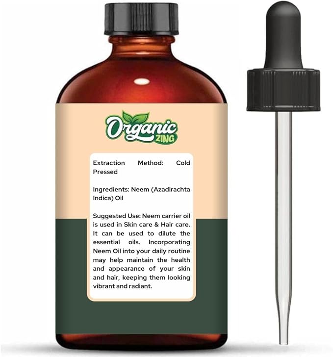 Neem (Azadirachta Indica) Oil | Pure & Natural Carrier Oil for Skin Care & Hair Care - 118ml/3.99fl oz