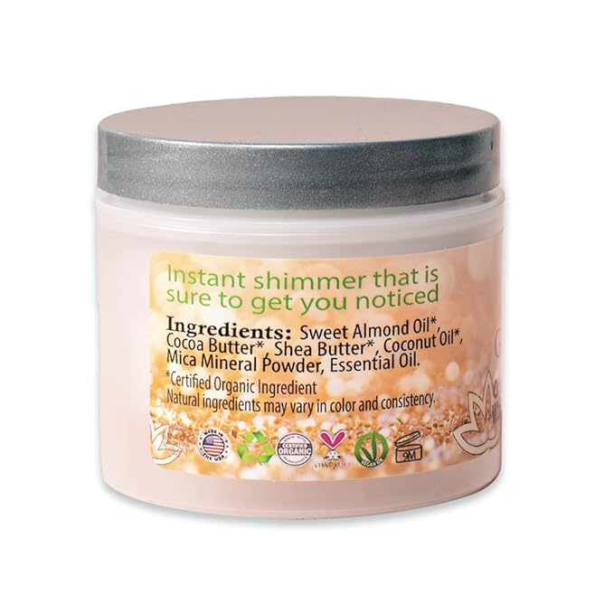 GLIMMER GODDESS Organic Whipped Body Butter - Sexy Level 2 Diamond Shimmer - Moisturizing & Nourishing Skincare with Natural Ingredients - Sultry Glow & Hydration for All Skin Types - 4.0 oz