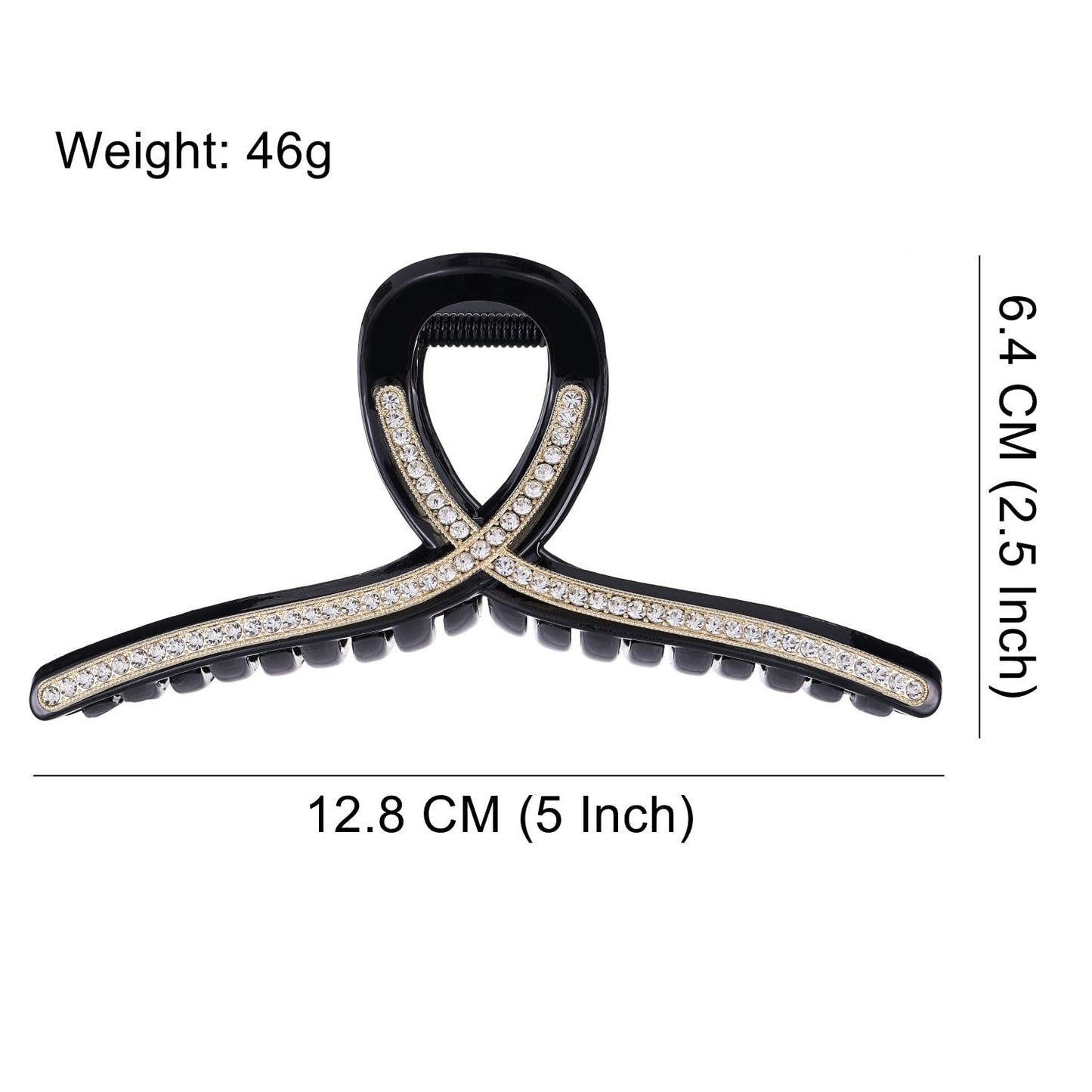 SINIDE Crystal Hair Claw Clips, Rhinestone Plastic Claw Clips Nonslip Acrylic Metal Jaw Clip for Thick Long Hair, Fashion Elegant Clamps Accessories for Women Strong Hold Barrette for Styling (2 Pack)