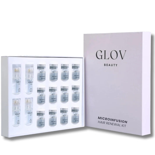 Glov Beauty Micro Infusion Hair Renewal Kit – 0.25mm Gold Derma Stamp with Hyaluronic Acid, Peptide & Botanical Serum Ampoules | Hydrating Scalp Treatment for Fuller, Thicker-Looking, Healthier Hair