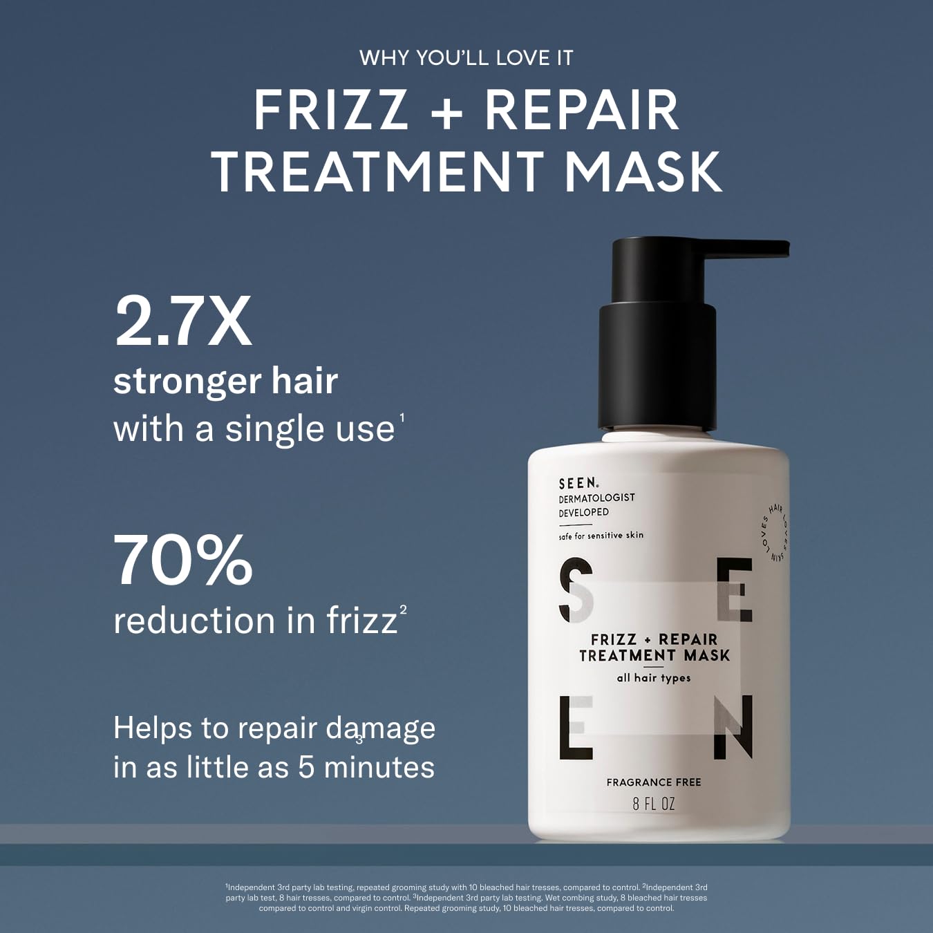 SEEN Frizz + Repair Treatment Mask - Scented- Fights Frizz, Repairs Damage for Stronger, Smoother, Healthier-Looking Hair - Safe for Sensitive Skin