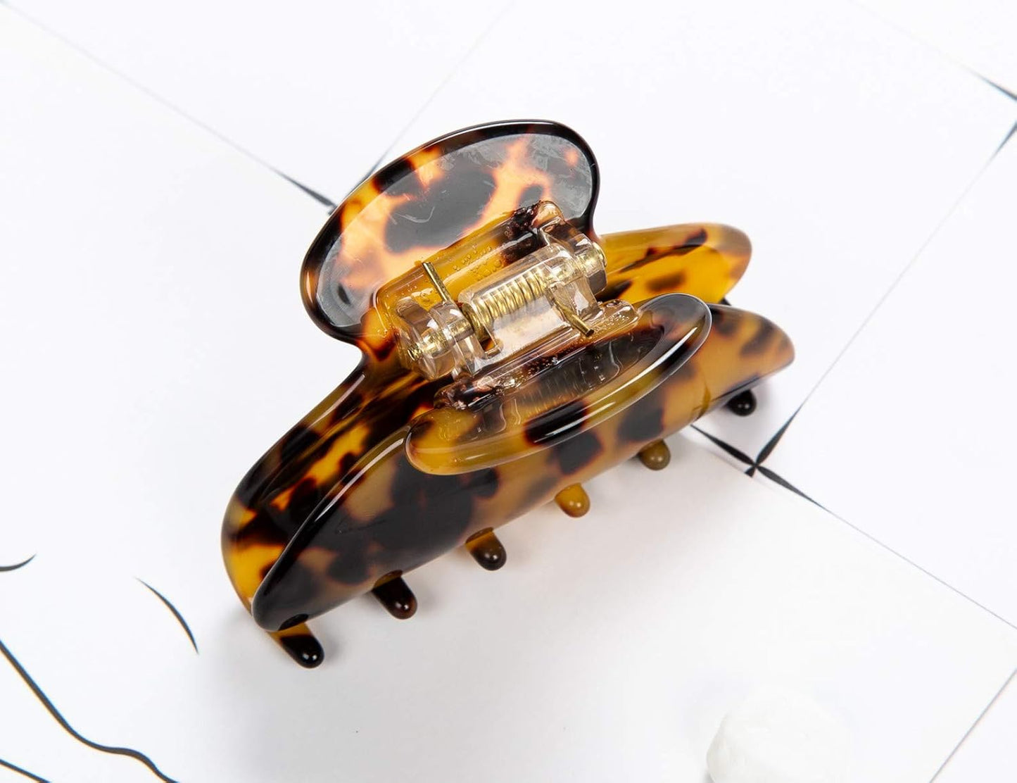 Handmade Celluloid Acetate French Design Barrettes Tortoise Shell Claws Hair Claw Luxury Fashion Accessories Hair Clip for Women (Dark)