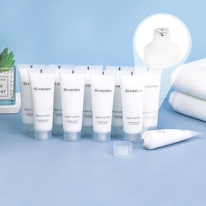 Travel Size Body Lotion Bulk (1 fl oz, 10 Pack), Refreshing Hotel Body Lotion, Mini and Small Size Body Lotion, Guest Hotel Toiletries in Bulk - Mini Body Lotion, Clear Container