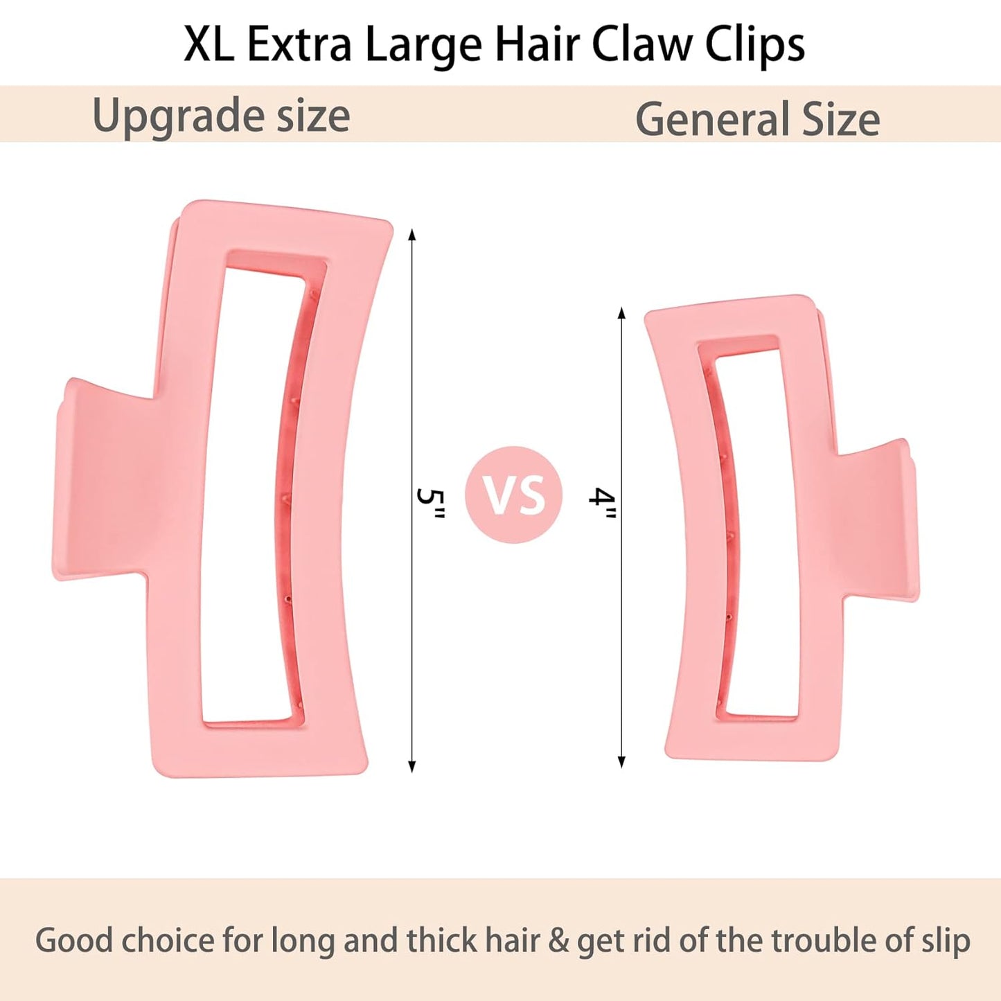 8PCS 5 Inch Extra Large Square Hair Clips, Matte Rectangular Claw Hair Clips for Women Girls, Strong Hold XL Jumbo Hair Clamps, Hair Accessories for Thick Long Curly Hair, 8 Colors