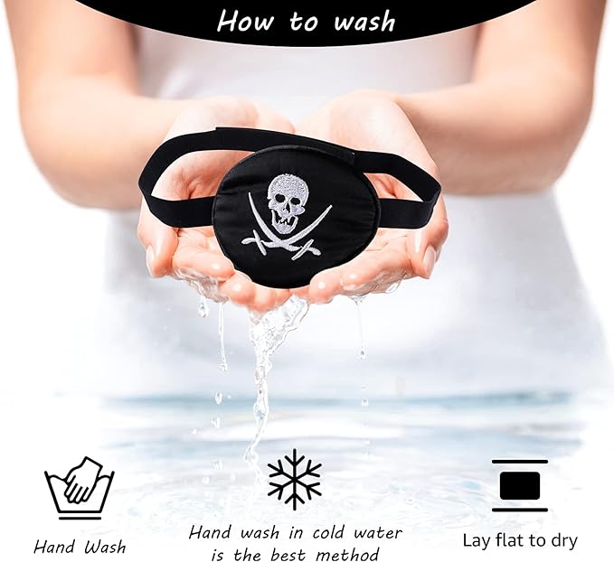 eZAKKA Pirate Eye Patch Skull Crossbone Eye Patch Accessories for Halloween, Eyepatch for Adults Kids for Halloween, Pirate Theme Party, Christmas