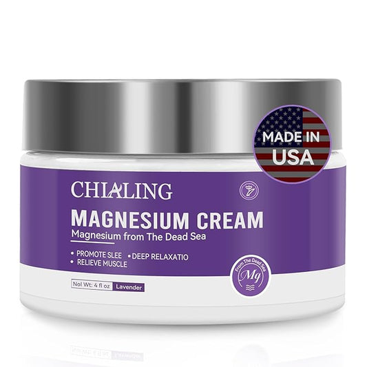 Magnesium Cream, Magnesium Lotion from The Dead Sea - Natural Ingredients - Made in USA - Use Day and Night, Lavender Magnesium Cream, 4 oz