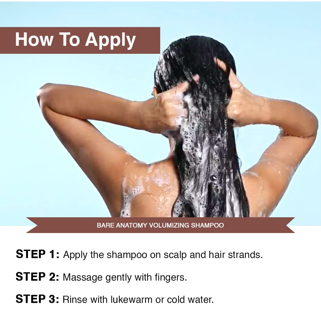 Bare Anatomy Volumizing Shampoo | Volume For Upto 24 Hrs | Strong & Bouncy Hair | Volume Shampoo for Thin Hair | Paraben & Sulphate Free | Women & Men | 8.4 Ounce