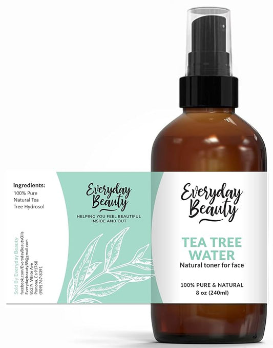 Tea Tree Water Facial Toner - All Natural Hydrating Spray Mist for Face and Hair - 100% All Natural Tea Tree Water Hydrosol 8oz with Fine Mist Cap