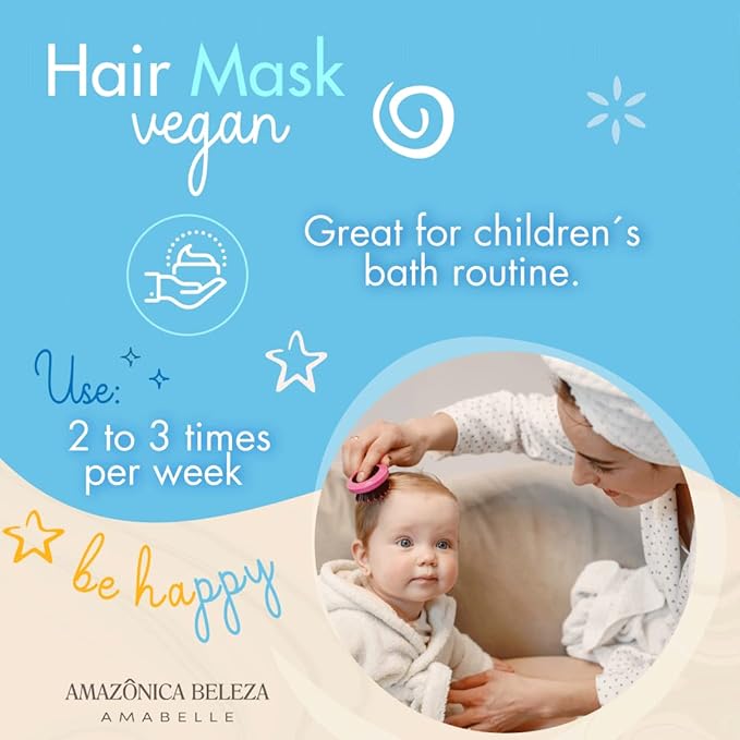 Hair Mask Jolly Kids |Vegan | Moisturizes and Nourishes | For All Hair Types, Curly, Straight | Promotes Healthy Growth | Mascarilla para Niños |10 Oz