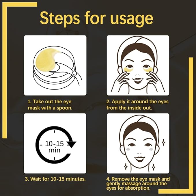 LIYALAN 24K Gold Under Eye Patches for Dark Circles and Puffiness Eye Mask Skin Care Products for Puffy Eyes Beauty for Women 60Pcs